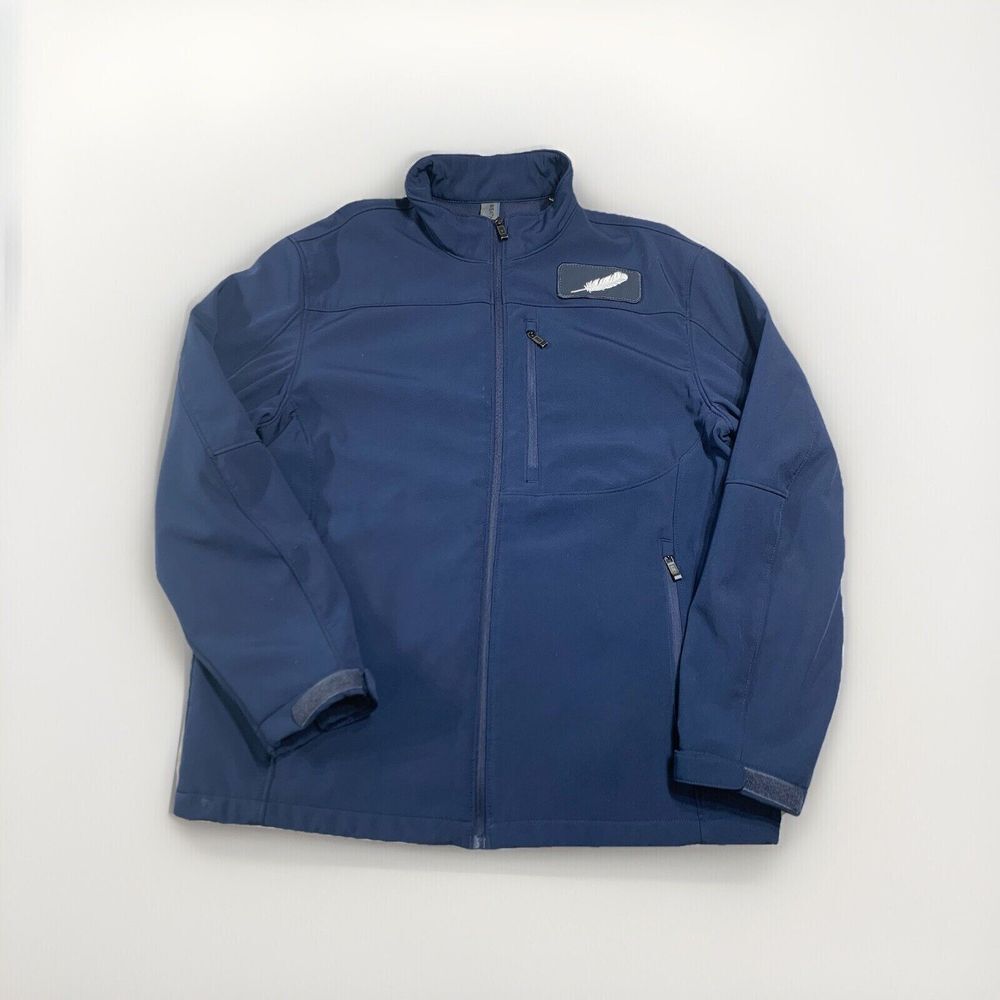 Weatherproof Softshell Jacket Men L Navy Blue Full Zip Fleece Lined Zip Pockets
